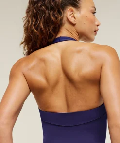 Colour Block Halter Neck Tank With Shelf