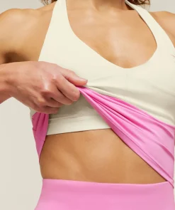 Colour Block Halter Neck Tank With Shelf