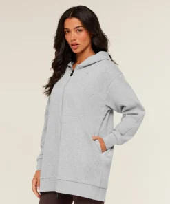 Covered Longline Zip Up Hoodie