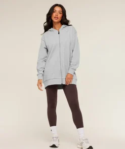 Covered Longline Zip Up Hoodie