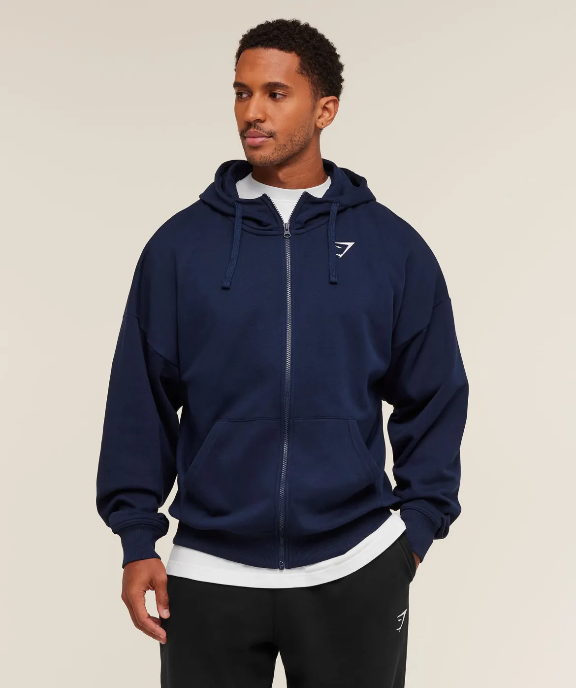 Crest Oversized Zip Up Hoodie