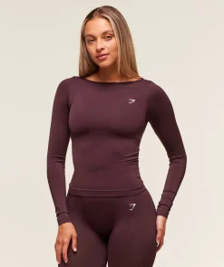 Everyday Seamless Wide Neck Long Sleeve Top