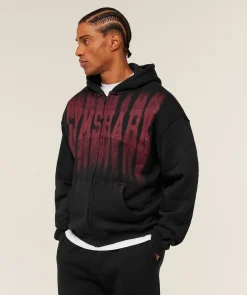 Fade Graphic Zip Through Hoodie