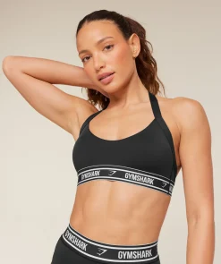 Light Support Halter Neck Logo Sports Bra