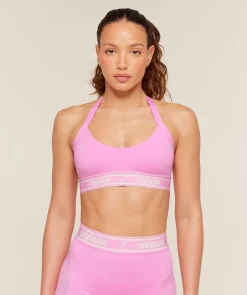Light Support Halter Neck Logo Sports Bra