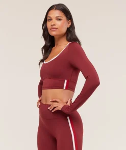 Piping Long Sleeve Crop Top