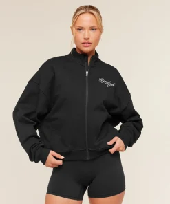 Script Embroidery Oversized Zip Through