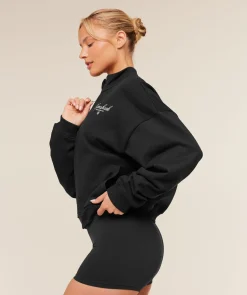 Script Embroidery Oversized Zip Through