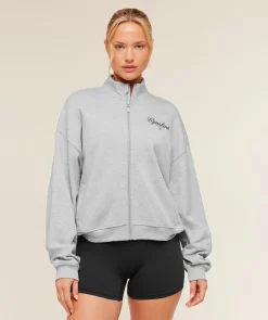 Script Embroidery Oversized Zip Through