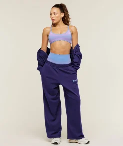 Script Embroidery Wide Leg Pants